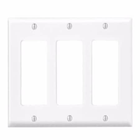 Leviton Leviton Antimicrobial Powder Coated White 3 gang Thermoset Plastic Decorator Wall Plate 1 pk 80411-2AW